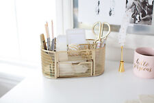 Blu Monaco Gold Desk Organizer With Drawer For Home Or Office