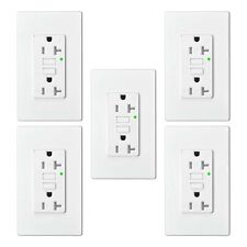 Safe Gfi Gfci Outlet 20 Amp Electrical Receptacles Ac Wall Plug Led White 5 Pack