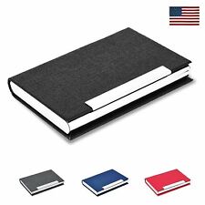 Us Ship Business Card Holder Case Pu Leather Stainless Steel With Magnetic Shut