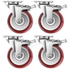 4 Pack 5 Inches Caster Wheels Locking Casters With Brake Swivel Plate Castors