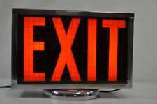 Exit Sign Chrome Metal Rewired Vtg 1960s Building School Industrial Lighted