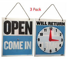 3x Come Inopen Or Will Return Plastic Flip Sign With Clock Hands 75 X 9 Inch