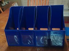 Blue Plastic Magazine And File Holder Organizer Storage 4 Pack