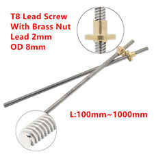 T8 Lead Screw Lead 2mm Trapezoidal Rod Acme Threaded Amp Brass Nut For 3d Printer