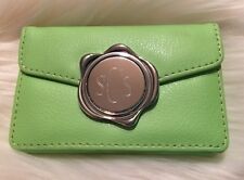 Personalized Scs Green Faux Leather Business Card Holder
