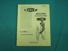 Vintage Noble Rolling Cultivator Shield Operators Manual Amp Parts Lists