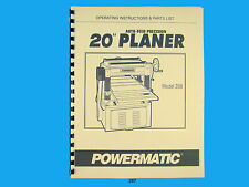 Powermatic Model 208 20 Planer Operating Instruction Amp Parts Manual 287