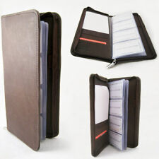 Genuine Leather Business Card Holder 160 Cards Organizer Book Ids Cards Brown