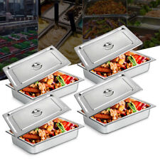 4 Pack 4deep Full Size Stainless Steel Steam Table Pans With Lids Hotel Food Prep
