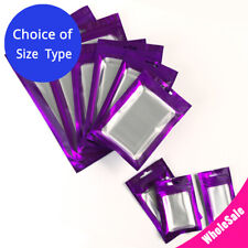 Multi Size Matte Purple Mylar Flat Zip Lock Pouch Bag For Storage With Window P10