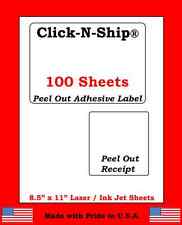 100 Laser Ink Jet Labels Click N Ship With Peel Off Receipt Perfect For Usps
