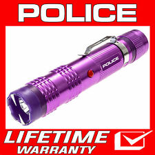 Police Stun Gun M12 650 Bv Metal Rechargeable Led Flashlight Purple