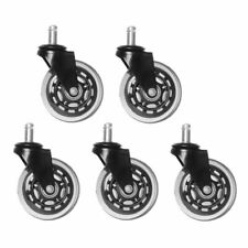 5pcs 3 Office Chair Rollerblade Style Soft Wheel Casters Ball Bearing Axle