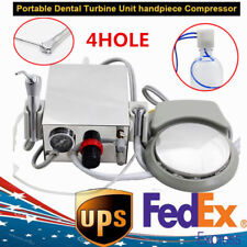 New Portable Dental Lab 4 Hole Turbine Unit Work Air Compressor 3 Way Syringe Us