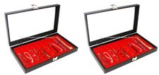 2 Glass Top Lid Red 10 Slot Jewelry Pen Pocket Knife Organizer Display Cases