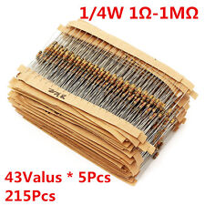 215pcs 43 Values 14w 025w Carbon Film Resistors Assortment Kit 1 1m Ohm