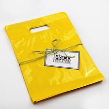 100 11x15 Yellow Plastic Retail Die Cut Handle Merchandise Bag Boutique