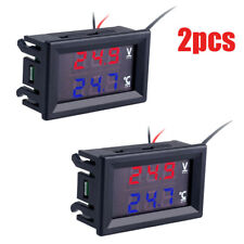 2xdc12 24v Led Display Car Voltage Water Temperature Gauge Voltmeter Thermometer