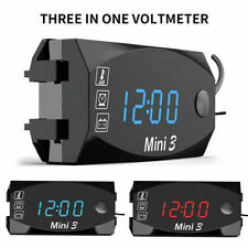 3 In1 Led Electronic Digital Time Clock Thermometer Voltmeter For Motorcycle Ct