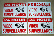 4 24 Hour Video Surveillance Coroplast Sign 12x18 Withgrommets New White Security