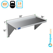 18 Width X 30 Length Stainless Steel Wall Shelf Square Edge