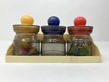 Vintage Plastic Set Of 3 Jars Desk Organizer Office Storage With Holder Hong Kong