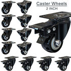2 Inch Caster Wheels Swivel Heavy Duty Rubber Plate Casters Polyurethanebrake