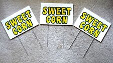 3 Sweet Corn Plastic Coroplast Signs New 8 X 12 With Stakes