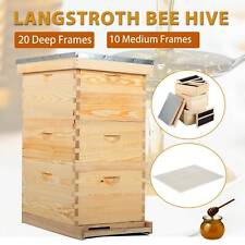 Preenex Bee Hive Beehive 20 Deep 10 Medium Frames With Metal Roof For Beekeeping