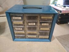 Vintage Metal Parts Cabinet Akro Mills 15 Drawer Blue Steel Organizer Tool Bin
