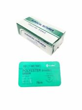 48 Pack 50 Surgical Sutures Polyester Braided Sterile With Needle Green