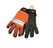 Cat High Vis Padded Back Work Gloves Orange Xx Large Reflective Knuckle Straps