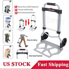 220 Lbs Luggage Cart Folding Dolly Collapsible Trolley Push Aluminum Hand Truck