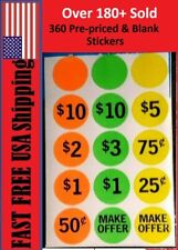 360 Preprice Yard Garage Sale Rummage Price Tag Sticker Labels Blank Flea Market