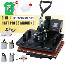 New Listing12x15 Heat Press Machine W Transfer Sheets 360 Swivel For T Shirts More 8 In 1