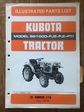 Kubota Tractor Illustrated Parts List Model B6100 Pe P E Pt Tractors
