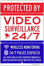 Protected By Video Surveillance Cctv Warning Security 8x12 Aluminum Sign Rwampb