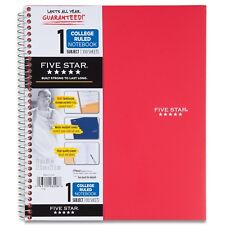 Five Star Spiral Notebook 1 Subject 100 College Ruled Sheets 11 X 85 Inch