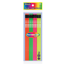 Fluorescent Wood Pencil With Eraser 8pack Eraser Top Writing Drawing Sketching