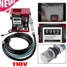 110v Electric Fuel Pump Diesel Oil Transfer Pump Withmeter 13ft Hose Amp Nozzle