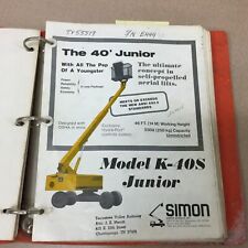 Simon K 40s Junior Service Shop Repair Amp Maintenance Manual Boom Lift Guide Book