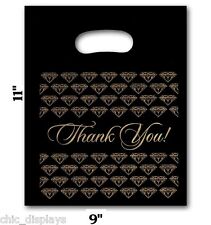 100pc Thank You Bags Black Merchandise Bags Plastic Retail Handle Bag 9x11h