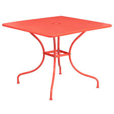 355 Square Indoor Outdoor Restaurant Patio Table In Coral Steel Metal