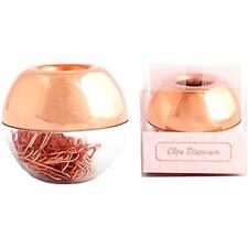 100pcs Rose Gold Paper Clips 28mm In Magnetic Lid Acrylic Holder For Office Desk