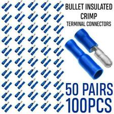 100pcs Blue Bullet Crimp Malefemale Insulated Terminals Connector Wire 14 16awg