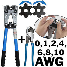 Wire Crimper And Cable Cutter For 0 1 2 4 6 8 10 Awg Cable Lug Crimping