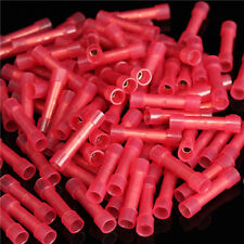 100 Pcs Pack 22 18 Awg Ga Wire Seamless Red Nylon Butt Connectors Crimp Terminal