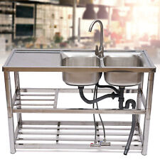 Commercial Sink Kitchen Utility Sinks 2 Compartment Prep Table Stainless Steel