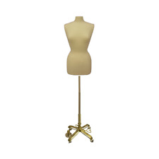 Female Dress Form Pinnable Mannequin Torso Size 10 12 With Gold Wheeled Base