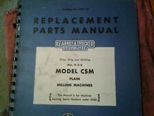 Kearney Amp Trecker Milwaukee Model Csm Milling Machines Part Manual Nos 45 Amp 6